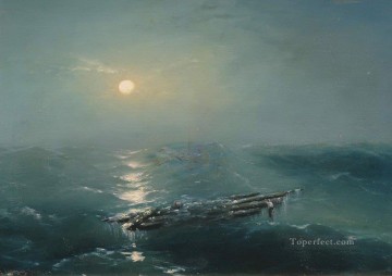 Landscapes Painting - Ivan Aivazovsky sea at night Seascape